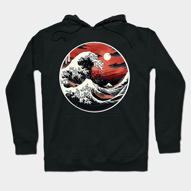 The Red wave of kanagawa Hoodie by NineBlack